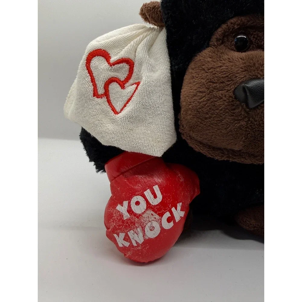 VTG‎ Dan Dee Boxing Gorilla Plush Toy Black Red Gloves You Knock Me Out Towel